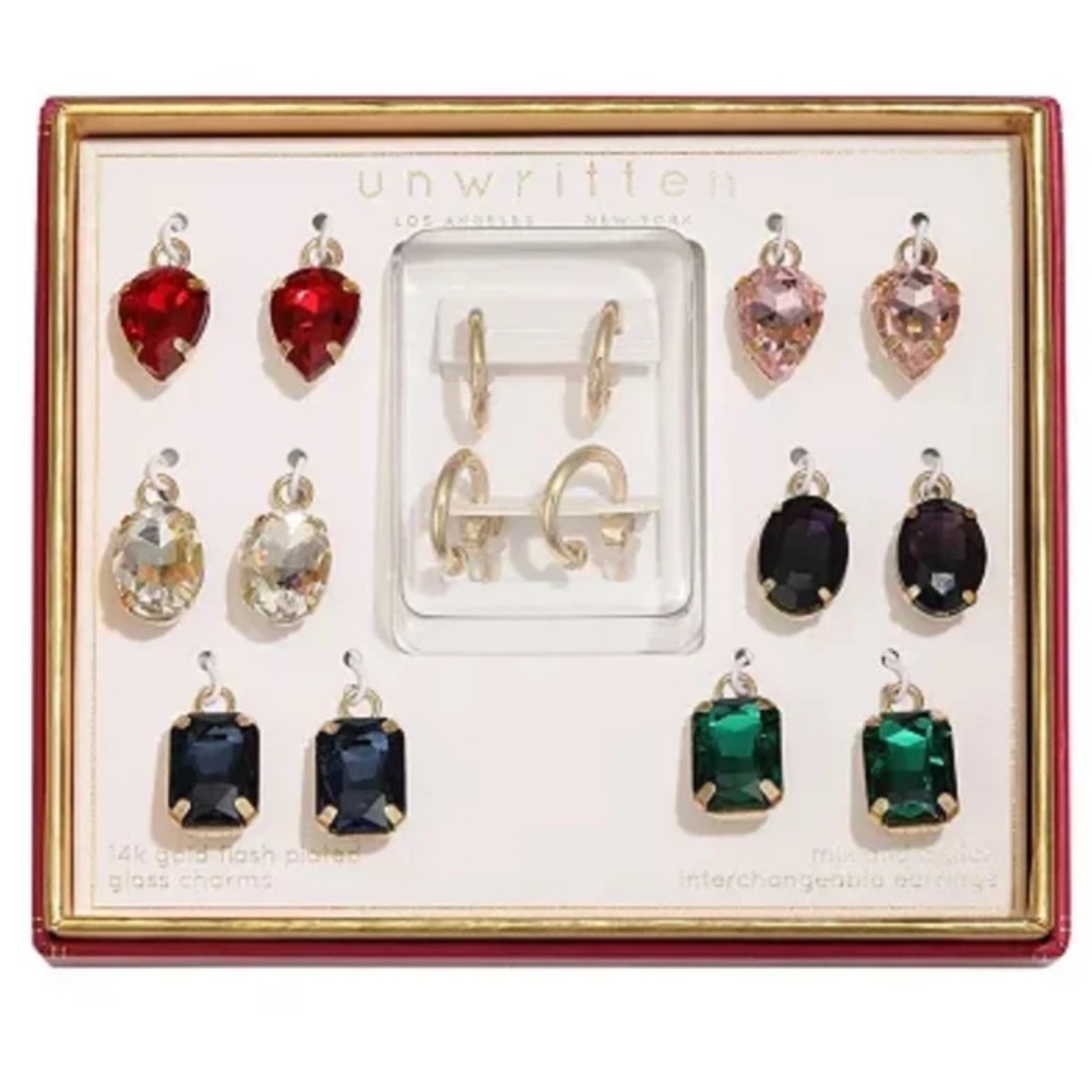 NWT 14k gold platted Elegant Interchangeable Earring Set $50 retail